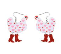 Funny Weird Cute Acrylic Big Rooster Chicken Dinosaur Sheep Cat Drop Dangle Creative Lovely Pet Cartoon Anime Lightweight Colorful Earrings Jewelry for Women, Zinc, No Gemstone