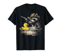 Funny Weirdcore Vintage Raccoon Cowboy Rubber Duck Western T-Shirt