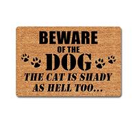 Funny Welcome Door Mat for Entrance Way Indoor (23.7 x 15.9 inch) Beware of The Dog Door Mat Funny Dog Theme Doormat for Entrance Way Decorative Mats for Front Door Mat No Slip Kitchen Rugs and Mats