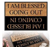 Funny Welcome Door Mat, I Am Blessed Coming in I Am Blessed Going Out, Christian Doormats, Non-Slip Indoor & Outdoor Mat for Home, Housewarming Gift (24" x 36" (60 x 90 cm))