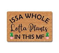 Funny Welcome Door Mats Decorative Area Rugs for Front Porch Decor ISSA Whole Lotta Plants in This MF Cactus Personalized Kitchen Rugs with Anti-Slip Rubber Back Novelty Gift Mat(23.7 X 15.9 in)