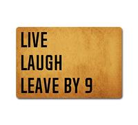 Funny Welcome Door Mats Decorative Area Rugs for Front Porch Decor Live Laugh Leave By 9 Go Away Personalized Monogram Kitchen Rugs and Mats With Anti-Slip Rubber Back Novelty Gift Mat(23.7X15.9 in)