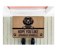 Funny Welcome Doormat (23.6 X 15.7 in) Anti-Slip Rubber Back Mat Prank Novelty Gift Entrance Way Kitchen Rugs Front Door Patio Decor (Hope You Like Springer Spaniels Dog Pet Lover)