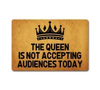 Funny Welcome Doormat Front Door Decor Rugs Indoor Entrance Way The Queen Is Not Accepting Audiences Today Personalized Kitchen Rug Mats With Anti-Slip Rubber Back Novelty Gift Mat(23.7 x 15.9 in)