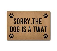 Funny Welcome Doormat Front Door Porch Patio Decor Mats Indoor Entrance Entry Way Decor Sorry the Dog is A TWAT Personalized Mats With Anti-Slip Rubber Back House Warming Gift Mat(23.7 X 15.9 in)