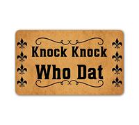 Funny Welcome Doormat Home Decor Rugs Welcome Mat with Rubber Back Knock Knock Who Dat Doormat for Entrance Way Indoor Front Porch Mats Front Door No Slip Kitchen Mats 17x30 inch
