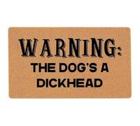 Funny Welcome Doormat Home Decor Rugs Welcome Mat with Rubber Back, Warning The Dog's A Dickhead Doormat For Entrance Way Indoor Front Porch Mats Front Door No Slip Kitchen Mats