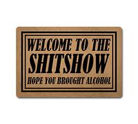 Funny Welcome Doormat Indoor Entray Mat with Rubber Back 15.9"(L) x 23.7"(W) Welcome to The Shitshow Hope You Brought Alcohol Mat Decor Doormat for Entrance Way House Warming Gift Mat for Front Door