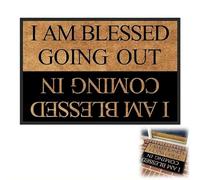 Funny Welcome Doormat, Non-Slip Summer Front Door Mat, I AM Blessed Coming in & Going Out, Doormat Door Mat Decorative Indoor OutdoorDoormat (16" x 24")