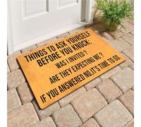 Funny Welcome Doormat with Rubber Back 18"(W) x 30"(L)Things to Ask Before You Knock Was Invited If Not It's Time To Go Doormat for Entrance Way Hello Monogram Mats for Front Door Mat Kitchen Rugs