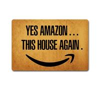 Funny Welcome Doormats for Entryway Front Porch RugsYes Amazon This House Again Doormat for Front Door Indoor Personalized House Warming Gift Mats with Anti-Slip Rubber Back Novelty Mat(23.7X15.9 in)