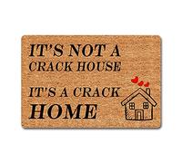 Funny Welcome Floor Mats for House Warming It's Not A Crack House It's A Crack Home Doormat Personalized Monogram Kitchen Rugs and Mats With Anti-Slip Rubber Back Novelty Gift Mat(23.7 X 15.9 in)