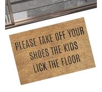 Funny Welcome Front Door Doormat | Please Take Off Your Shoes Children Will Lick The Floor Doormat | Anti-Slip Front Door Mat For Outdoor Patio Entrance Home Garden Hallway 40 X 60 Cm