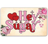 Funny Welcome Mat with Rubber Back Hey Sugar Funny Dogs Theme Doormat for Entrance Way Decorative Mats for Front Porch Entry Door Mat No Slip Kitchen Rugs and Mats_16 x 24 Inches