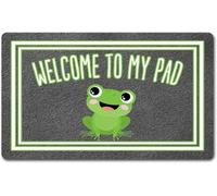 Funny Welcome Mat with Rubber Back Welcome to My Pad Cute Frog Funny Doormat for Entrance Way Indoor Decor Mats for Front Porch Mat No Slip House Warming Gift Novelty Gift Frog_18 x 30 Inches