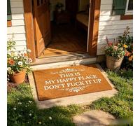Funny Welcome Mats for Front Door, This is My Happy Space, Don't Fu*k It Up Floor Rug, Durable Doormat Welcome Mat Home Decor, Suitable for Indoor/Outdoor/Entryway Use
