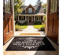 Funny Welcome Mats for Front Door, This is My Happy Space, Don't Fu*k It Up Floor Rug, Durable Doormat Welcome Mat Home Decor, Suitable for Indoor/Outdoor/Entryway Use