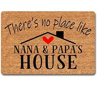 Funny Welcome Mats Rubber Doormats There's No Place Like Nana&Papa's House Doormat Nana's House Mat (23.7 in X 15.6 in) Fabric Top with a Anti-Slip Back for The Entrance Way Indoor Mats