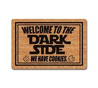Funny Welcome Utility Rug Hello Mats Welcome to The Darkside Doormat We Have Cookies Personalized Monogram Kitchen Rugs and Mats With Anti-Slip Rubber Back Novelty Gift Porch Mat(23.7 X 15.9 in)