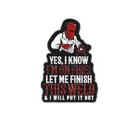 Funny Welder Enamel Pin, Humorous Weld Dad Badge Brooches, Welder Joke Gift, Let Me Finish This Weld And I Will Put It Out Lapel Badge, Funny Gift For Welding Toolbox, Hilarious Welding Decorative Pin