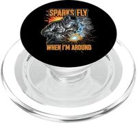 Funny Welder Sparks Fly Fabricator Humor Design PopSockets PopGrip for MagSafe