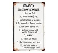 Funny Western 10 Commandments Metal Tin Sign Retro Vintage Wall Decor for Bar Garage Man Cave or Tack Room 8 X 12 inch