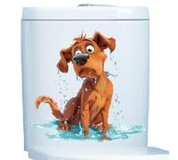 Funny Wet Puppy Wall Stickers - 11.6x11.6in Peel & Stick Bathroom Sticker for Toilet, Tile & Washing Machine (Cute Dog Decor)