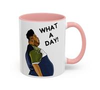 Funny What A Day Work Mug, Novelty Harvey Price Viral Meme, Office Humour Coffee Cup, Bad Day Mug, Gift for Colleague, Friend, Him or Her (Pink, 11oz)