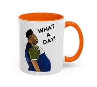 Funny What A Day Work Mug, Novelty Harvey Price Viral Meme, Office Humour Coffee Cup, Bad Day Mug, Gift for Colleague, Friend, Him or Her (Mug, Orange 11oz)