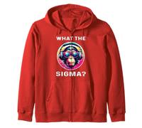 Funny What for Sigma? Monkeys Ironic Meme Brain Red Quote Zip Hoodie