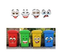 Funny Wheelie Bin Stickers, 4 Pcs Cartoon Trash Can Decals Self Adhesive Vinyl Expressions for Recycling Bins Dustbins Garbage Cans, Hilarious Decorative Labels for Indoor Outdoor Use
