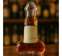 Funny Whiskey Bottle 10oz Novelty Glass Decanter Creative Shaped Empty Wine Bottle Liquor Dispenser Hand Blown with Leak-Proof Design Home Bar Parties Decor Prank Gift Men Collection(Color2)