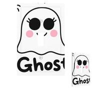 Funny White Big Eyes Ghost With Spider Wall Plate Cover Modern Decorative 1 Gang Light Switch Cover Unbreakable Receptacle Outlet Covers For Living Room Bedroom Home Decor Single Toggle