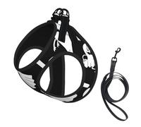 Funny White Ghost Print Harness Leash Set For Cat Dog, Reflective Adjustable Escape-Proof Vest Lead With Soft Breathable Mesh, For Small Pets And Kitten Puppy