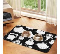 Funny White Ghost Printing Pet Absorbent Tablecloth, Special Pad For Pet Bowls, Rollable For Storage, Ideal For Pet Bowls