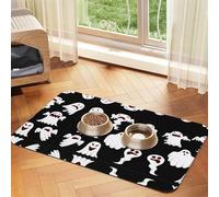 Funny White Ghostprint Pet Absorbent Leather Tablecloth,Wipe Clean Quick Dry,Food Mat For Small Animals