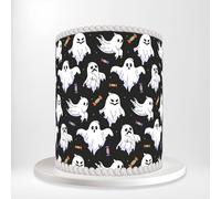 Funny White Ghosts Sweets Black Halloween Wrap Around Print A4 Edible Paper Icing Sheet Cake Topper Side Ribbon Border Decor for Personalised Themed Decorations