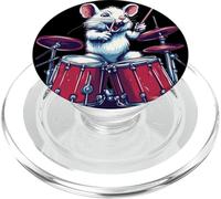 Funny White Rat in a Drumming Groove Costume PopSockets PopGrip for MagSafe