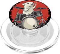 Funny White Rat with Drums for a Rocking Beat PopSockets PopGrip for MagSafe