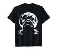 Funny White Shark Moon Ocean Beach Vibe Vacation Summertime T-Shirt