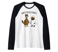 Funny Who's The Silly Goose? Raccoon and Goose Raglan Baseball Tee