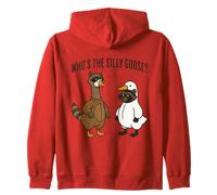 Funny "Who's The Silly Goose?" Raccoon and Goose Zip Hoodie