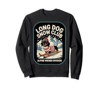 Funny Wiener Dog Skiing Retro Alpine Winter Art Sweatshirt