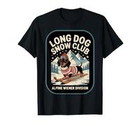 Funny Wiener Dog Skiing Retro Alpine Winter Art Value Graphic T-Shirt
