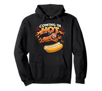 Funny Wiener Jumping Into Bun Sausage BBQ Coming In Hot Pullover Hoodie