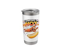 Funny Wiener Jumping Into Bun Sausage BBQ Coming in Hot Stainless Steel Insulated Tumbler