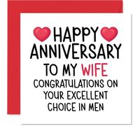 Funny Wife Anniversary Card - Excellent Choice - Cheeky Happy Anniversary Card for Wife from Husband Partner, 145mm Joke Humour Anniversaries Greeting Cards