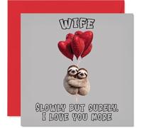 Funny Wife Anniversary Card - Slow Sloth Love - Cheeky Happy Anniversary Card for Wife from Husband Partner, 145mm Joke Humour Anniversaries Greeting Cards