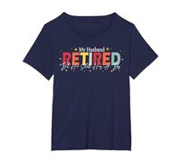 Funny Wife My Husband Retired But He Still Has A Boss Funny T-Shirt, Women's Plus, Navy Blue, 2X