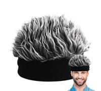 Funny Wig Hat - Spiked Hair Beanie, Faux Wig Design | Knitted Short Hair Cap, Men Breathable Fleece Lined Cap, for Costume Cosplay Halloween Daily Streetwear Hip Hop Party Fun Knitted Beanie